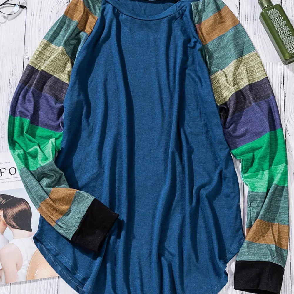 💜 New Navy Colorful Sleeves Top - Picture 8 of 9